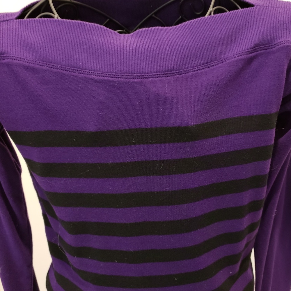 Ralph Lauren Sz Sm Purple/Black L/S Striped Top - Picture 4 of 8